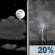 Tonight: A slight chance of showers and thunderstorms after 4am. Partly cloudy, with a low around 75. Heat index values as high as 101. South southwest wind 5 to 10 mph. Chance of precipitation is 20%. Tonight: Partly Cloudy then Slight Chance Showers And Thunderstorms